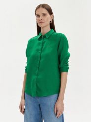 Tommy Hilfiger Koszula WW0WW42037 Zielony Relaxed Fit. Zielone koszule damskie Tommy Hilfiger, bez wzorów, ze lnu, bez kołnierzyka, bez ramiączek. Za 299.99 zł.