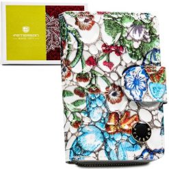 Wielokolorowy, pionowy portfel damski ze skóry naturalnej zamykany zatrzaskiem i suwakiem PTN PH31-LFL Peterson. Portfele damskie Peterson, bez wzorów, ze skóry. Za 89.99 zł.