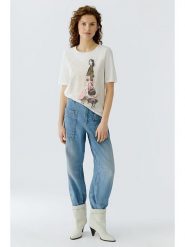 Oui Koszulka w kolorze białym rozmiar: 44. Białe bluzki damskie Oui, bez wzorów, z bawełny, bez kołnierzyka, bez ramiączek. Za 165.99 zł.