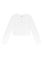 Mayoral Kardigan 321 Biały Regular Fit. Białe swetry dziewczęce Mayoral, bez wzorów, z bawełny, bez kołnierzyka, bez ramiączek. Za 109.99 zł.