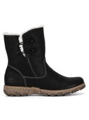 Rieker Botki Z0172-00 Czarny. Czarne botki damskie Rieker, z materiału, bez obcasa, na płaskiej podeszwie, bez zapięcia. Za 258.99 zł.