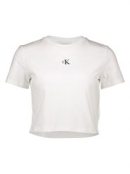 Calvin Klein Koszulka w kolorze białym rozmiar: L. Białe bluzki damskie Calvin Klein, l, bez wzorów, z bawełny, bez kołnierzyka, bez ramiączek. Za 126.99 zł.