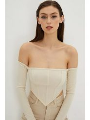 Cool & Sexy Koszulka w kolorze kremowym rozmiar: L. Brązowe koszulki damskie Cool & Sexy, l, bez wzorów, bez kołnierzyka, bez ramiączek. Za 52.99 zł.