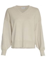 MOSS COPENHAGEN Sweter "Hanalise Rachelle" w kolorze beżowym rozmiar: S/M. Brązowe swetry klasyczne damskie Moss Copenhagen, m, z wiskozy, bez kołnierzyka. Za 136.45 zł.