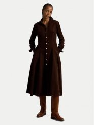 Polo Ralph Lauren Sukienka koszulowa 211B17452005 Brązowy ciemny Regular Fit. Brązowe sukienki damskie Polo Ralph Lauren, bez wzorów, bez ramiączek. Za 1,499.00 zł.