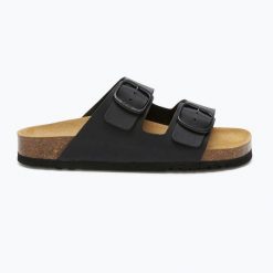 Klapki damskie Scholl Josephine. Czarne klapki damskie Scholl, bez wzorów, z materiału, bez obcasa, bez zapięcia. Za 209.99 zł.