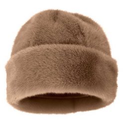 Damska czapka puchowa, supermiękka, w kolorze taupe, jeden rozmiar. Brązowe czapki damskie SARLINI, na zimę, bez wzorów, z materiału. Za 128.95 zł.
