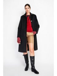 ASSUILI Płaszcz przejściowy w kolorze czarnym rozmiar: 36. Czarne płaszcze damskie Assuili, bez wzorów, z wełny, bez kaptura. Za 434.99 zł.