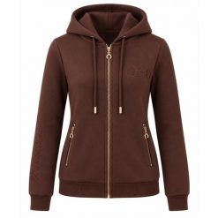 Bluza jeździecka damska Camille JD Attack. Brązowe bluzy damskie JD ATTACK, na jesień, s, bez wzorów, z bawełny, z kapturem. Za 229.99 zł.