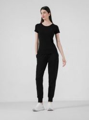 4F Spodnie dresowe joggery damskie S. Czarne spodnie dresowe damskie 4F, s, bez wzorów, z bawełny. W wyprzedaży za 59.99 zł.