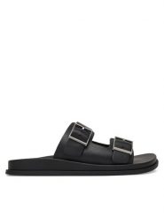Calvin Klein Klapki City Sandal Buckle Lth HW0HW02885 Czarny. Czarne klapki damskie Calvin Klein, bez wzorów, ze skóry, bez obcasa, bez zapięcia. Za 529.99 zł.