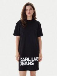 Karl Lagerfeld Jeans Sukienka codzienna B1W13054 Czarny Regular Fit. Czarne sukienki damskie Karl Lagerfeld Jeans, bez wzorów, z bawełny, bez ramiączek. Za 439.99 zł.