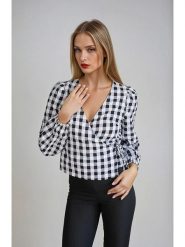 Monki Bluzka w kolorze biało-czarnym rozmiar: 36. Białe bluzki damskie Monki, bez wzorów, z bawełny, bez kołnierzyka, bez ramiączek. Za 52.05 zł.