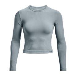 Koszulka fitness damska Under Armour Rush Seamless z długim rękawem. Szare koszulki damskie Under Armour, l, bez wzorów, bez kołnierzyka, bez ramiączek. Za 189.99 zł.