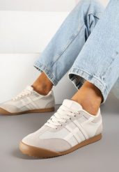 Beżowe Sneakersy w Stylu Kultowych Tenisówek Ilissena. Brązowe obuwie sportowe damskie Born2be, bez zapięcia, tenisowe. Za 84.99 zł.