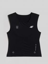 4F Crop top treningowy szybkoschnący damski - czarny XL. Czarne koszulki sportowe damskie 4F, l, bez wzorów, bez ramiączek, na fitness i siłownię. Za 99.99 zł.