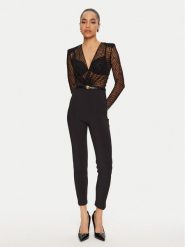 Elisabetta Franchi Kombinezon TU-021-46E2 Czarny Slim Fit. Czarne sukienki damskie Elisabetta Franchi, bez wzorów, z syntetyku, bez ramiączek. Za 1,449.00 zł.