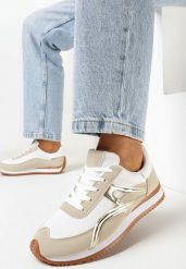 Złote Sneakersy przed Kostkę z Przeszyciami Cidju. Żółte obuwie sportowe casual damskie Born2be, bez zapięcia. Za 89.99 zł.