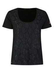 Geographical Norway Koszulka "Joeline" w kolorze czarnym rozmiar: S. Czarne bluzki damskie Geographical Norway, s, bez wzorów, z koronki, bez kołnierzyka, bez ramiączek. Za 41.79 zł.