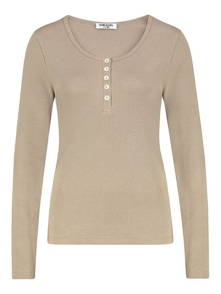 Sublevel Koszulka w kolorze beżowym rozmiar: XL. Brązowe bluzki damskie Sublevel, xl, bez wzorów, prążkowane, bez kołnierzyka, bez ramiączek. Za 61.17 zł.