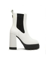 Tommy Jeans Botki Tjw High Heel Chelsea EN0EN02306 Biały. Białe botki damskie Tommy Jeans, z jeansu, bez obcasa, na słupku, bez zapięcia. Za 639.99 zł.