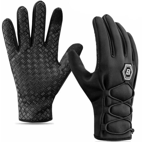 Rękawiczki rowerowe zimowe dla dorosłych Rockbros S077-6BK. Czarne rękawiczki damskie ROCKBROS, bez wzorów. Za 55.00 zł.