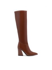 Nine West Kozaki SHARLEEZ 13196H Brązowy. Brązowe kozaki damskie Nine West, z tworzywa sztucznego, bez obcasa, na słupku, bez zapięcia. Za 329.99 zł.