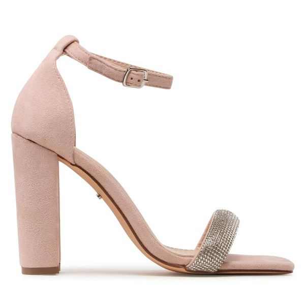 Sandały DeeZee. Czerwone sandały damskie DeeZee, bez wzorów, bez obcasa, na słupku, bez zapięcia. Za 149.99 zł.