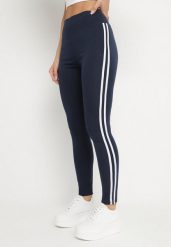 Granatowe Legginsy z Ozdobnymi Lampasami Janiaima. Niebieskie legginsy damskie Born2be, l, bez wzorów, z jeansu. Za 29.99 zł.