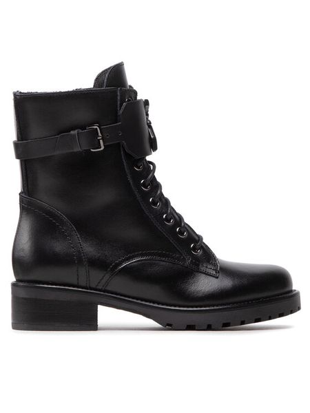 Patrizia Pepe Trzewiki CY9922/L011-K320 Czarny. Czarne botki damskie Patrizia Pepe, ze skóry, bez obcasa, na płaskiej podeszwie, bez zapięcia. Za 1,429.00 zł.