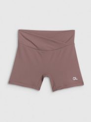 4F Legginsy krótkie treningowe damskie 4F x Anna Lewandowska - beżowe S. Brązowe legginsy damskie 4F, l, bez wzorów, z materiału. Za 99.99 zł.