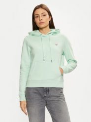 Guess Jeans Bluza W4YQ04 KC811 Zielony Regular Fit. Zielone bluzy damskie Guess Jeans, s, z aplikacjami, z bawełny, bez kaptura. Za 309.99 zł.