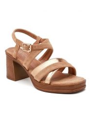 Sixth Sens Sandały w kolorze złoto-jasnobrązowym na obcasie rozmiar: 36. Brązowe sandały damskie Sixth Sens, bez wzorów, z otwartym noskiem, bez obcasa, na koturnie, bez zapięcia. Za 113.99 zł.