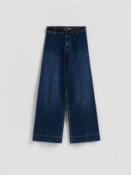 Jeansy z paskiem - niebieski. Niebieskie jeansy damskie Reserved. Za 139.99 zł.