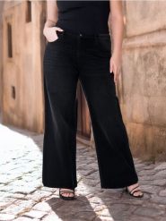 Jeansy wide leg z wysokim stanem Plus Size - czarny. Czarne jeansy damskie Sinsay, z podwyższonym stanem, plus size. W wyprzedaży za 45.99 zł.