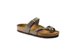 Klapki Birkenstock Mayari Damskie. Szare klapki damskie Birkenstock, bez wzorów, z materiału, bez obcasa, bez zapięcia. Za 691.00 zł.