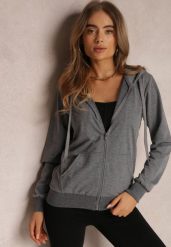Ciemnoszara Bluza Rhodothee. Szare bluzy damskie Renee, na jesień, l, bez wzorów, z dzianiny, bez kaptura. Za 49.99 zł.