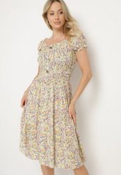 Zielona Bawełniana Sukienka z Bufiastymi Rękawami i Guzikami Villio. Zielone sukienki damskie Born2be, z aplikacjami, z bawełny, eleganckie, bez ramiączek. Za 69.99 zł.