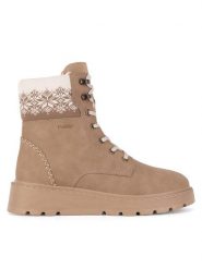 Rieker Trzewiki 70403-20 Beżowy. Brązowe botki damskie Rieker, ze skóry, bez obcasa, na płaskiej podeszwie, bez zapięcia. Za 351.00 zł.