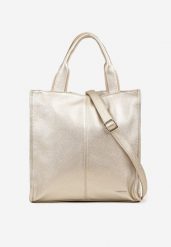 Złota Duża Torebka Shopper Tote z Regulowanym Paskiem Sorielleza. Żółte shopper bag Renee, bez wzorów, z jeansu, na ramię, duże, bez dodatków. Za 149.99 zł.