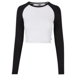 Damska Koszulka Z Długim Rękawem Retro Organic Crop T-shirt. Białe t-shirty damskie Urban Classics, xl, bez wzorów, bez kołnierzyka. Za 95.99 zł.