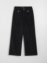 Sztruksowe jeansy wide leg - czarny. Czarne jeansy damskie Sinsay. Za 69.99 zł.