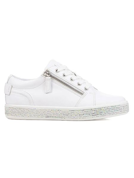 Geox Skórzane sneakersy "Leelu" w kolorze białym rozmiar: 38. Białe obuwie sportowe damskie Geox, z gumy, bez zapięcia. Za 317.62 zł.