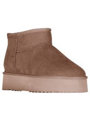 Geographical Norway Botki "Orage" w kolorze jasnobrązowym rozmiar: 36. Brązowe botki damskie Geographical Norway, z materiału, bez obcasa, na platformie, bez zapięcia. Za 121.99 zł.