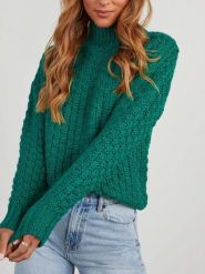 Milan Kiss Sweter w kolorze zielonym rozmiar: M. Zielone swetry klasyczne damskie Milan Kiss, m, bez kołnierzyka. Za 130.99 zł.