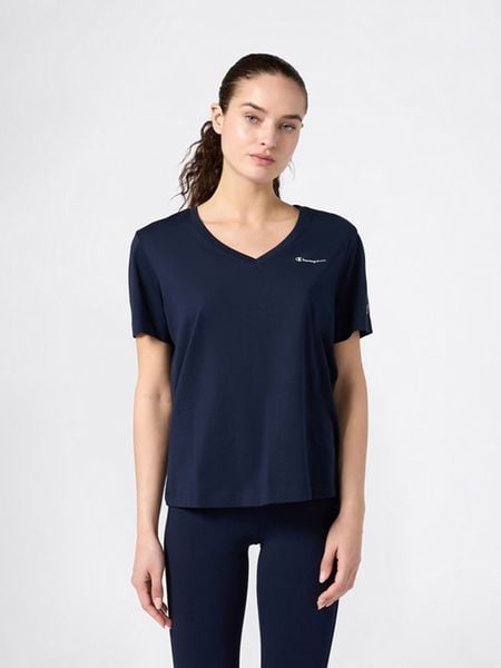 Champion Koszulka w kolorze granatowym rozmiar: XL. Niebieskie koszulki damskie Champion, xl, bez wzorów, z bawełny, bez kołnierzyka, bez ramiączek. Za 65.69 zł.