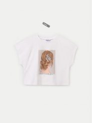 Mayoral T-Shirt 6021 Écru Relaxed Fit. Koszulki i t-shirty dziewczęce Mayoral, bez wzorów, z bawełny, bez kołnierzyka, bez ramiączek. Za 59.99 zł.