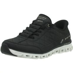 Buty SKECHERS 104556S GLIDE STEP AT EASE Czarny. Czarne obuwie trekkingowe damskie Skechers, z materiału, bez zapięcia. Za 338.99 zł.