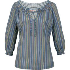 Tunika shirtowa z rękawami 3/4, w paski. Niebieskie tuniki damskie bonprix, bez wzorów, bez kołnierzyka, bez ramiączek. Za 64.99 zł.