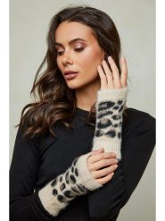 Soft Cashmere Rękawiczki w kolorze beżowo-czarno-brązowym rozmiar: onesize. Brązowe rękawiczki damskie Soft Cashmere, bez wzorów, prążkowane. Za 84.01 zł.